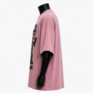 เสื้อยืดแขนสั้นสีชมพูทรงโอเวอร์ไซส์สำหรับผู้ชาย พิมพ์ลายดิจิทัลด้านหน้า คอกลม ทรงปกติ ผ้าฝ้ายเจอร์ซีย์ถัก 100% ระบายอากาศได้ดี น้ำหนัก 220 กรัม - Product Image 4