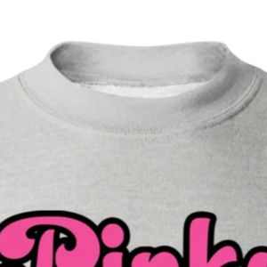 Sudadera de cuello redondo con estampado Pinky Up gris, manga larga, puños acanalados, informal, de forro polar para mujer, estilo urbano a la moda - Product Image 3