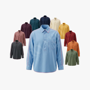 Chemise habillée décontractée à manches longues boutonnée, style personnalisé, unie et élégante, confortable, pour le travail et le bureau - Product Image 1