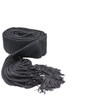 Ceinture rituelle vintage en rayonne viscose faite à la main, crochetée à la main, largeur 2 pouces, noir/blanc, Sprang Gartel, vente en gros d'usine