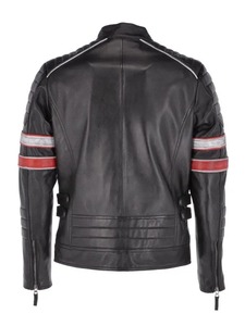 Chaqueta de Cuero Negra Estilo Motero Alberton para Hombre - Product Image 2