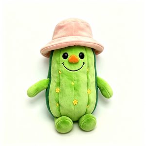 Peluche de pepino personalizado con gorro de pescador rosa, peluche de pepino con brazos y piernas, juguete de peluche de pepino, animal de peluche de pepino - Product Image 5