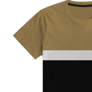 T-shirt pour homme à blocs de couleur, manches courtes, col rond, coupe classique, décontracté, tricoté, avec bordure contrastante, design uni, 100% coton, manches courtes - Product Image 4