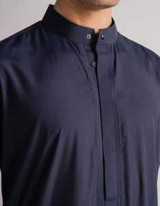 Túnica musulmana de manga larga para hombre, camisa de algodón hasta el suelo, ropa modesta para la oración, color sólido, para todas las estaciones. - Product Image 5