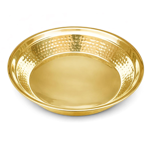 Plat de service décoratif traditionnel indien en métal Thaal, bord large, finition martelée, Pooja Thali, vaisselle festive, décoration de la maison - Product Image 2