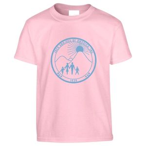 Camiseta de Manga Corta Rosa Claro con Cuello Redondo y Estampado Gráfico Azul, Ropa Casual para el Día a Día, Prenda Cómoda - Product Image 1