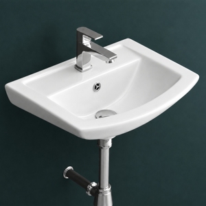 Lavabo Rectangular Moderno Marco Sanitary, Suspendido en la Pared, con Grifo Monomando Cromado, Diseño Minimalista para Baño - Product Image 3