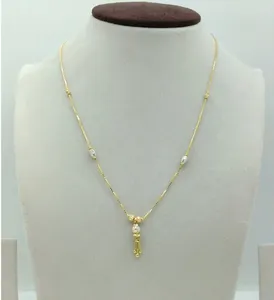 Joyería de moda tradicional y moderna para mujer, uso diario, regalo, cadena larga elegante minimalista en tono dorado para ella. - Product Image 1