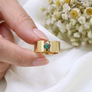 Lab Created <b>Emerald</b> Gemstone Classic 925 Sterling <b>Silver</b> Gold Plated Band <b>Ring</b> for Men's & Women's Handmade Jewelry - Product Image 6