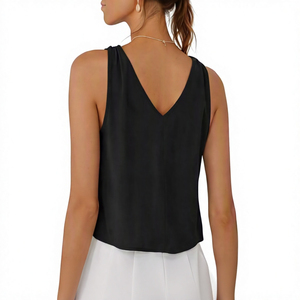 Custom Front Logo Short Cotton <b>Linen</b> Tank <b>Tops</b> Women Elegant V Neck Casual Summer Sleeveless Fashion Workout <b>vest</b> for women - Product Image 3