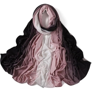 Islamic Chiffon Hijab Scarf Solid Color Gradient Black Pink White Breathable Four Seasons Adult Women Headwear - Product Image 1