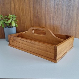 Organisateur en bois moderne et durable avec poignée - Boîte de rangement portable pour cuisine, salle de bain et bureau - Product Image 3