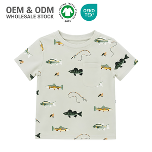 T-shirt bébé en coton biologique, manches courtes, doux, pour tout-petits et enfants, vêtements en gros personnalisés OEM ODM - Product Image 1