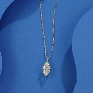 Collier pendentif en diamant taille marquise pour femme, or blanc 14 carats, solitaire minimaliste, certifié IGI, bijoux fins - Product Image 3