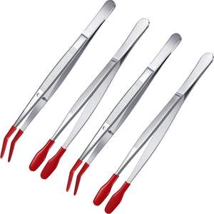 Ensemble de pinces de précision UBI en acier inoxydable avec revêtement en caoutchouc, 4 pièces, pointes dentelées pour les sourcils et les cils, manipulation sans rayures - Product Image 3