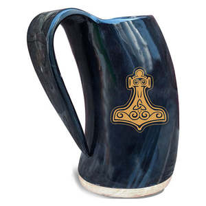 Jarra de Cuerno Hecha a Mano Tradicional, Taza de Bebida de Cuerno de Búfalo Natural, Jarra de Estilo Medieval, Vajilla Decorativa - Product Image 3