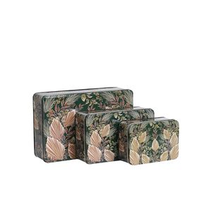 Juego de 4 Recipientes Rectangulares de Metal Multicolor con Acabado Brillante, Cajas de Almacenamiento Metálicas Resistentes con Diseños de Artículos Electrónicos - Product Image 6