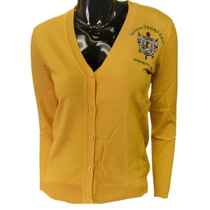 Ladies SGRho Traditional Knitted <b>Cardigan</b> Personalized Greek Letter Embroidery Button Down <b>Sweater</b> Elegant Casual Layering Top - Product Image 5