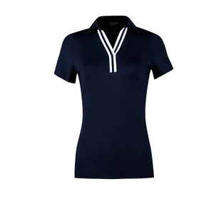 Camiseta de Polo de Golf para Mujer, Corte Holgado, Manga Corta, Transpirable, Color Sólido, Cuello en V, Deportiva, Venta al Por Mayor OEM ODM - Product Image 4