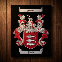 Escudo de Murman Bordado a Mano, Bandera de Rusia, Diseño Heráldico, Fondo Negro, Detalles Rojos y Plateados, Estilo Europeo, Impermeable