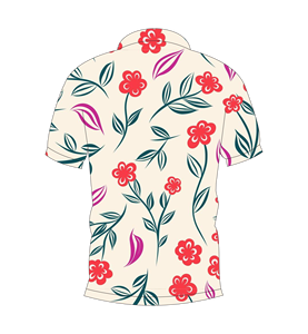 เสื้อโปโลผู้ชายสีเบจพิมพ์ลายดอกไม้สีแดงลำลองแขนสั้นแฟชั่นฤดูร้อนเสื้อโปโลกอล์ฟ - Product Image 5