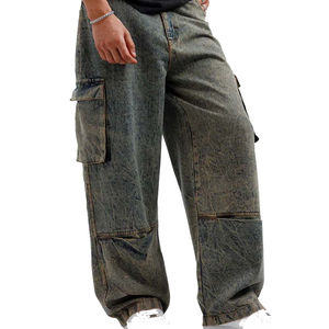 Jean en denim pour homme grande taille, coupe droite ample, taille mi-haute, style urbain, confortable et décontracté, pantalon de mode, vente en gros - Product Image 5