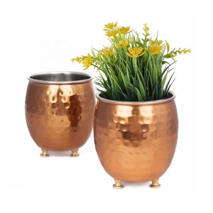 Venta caliente oro martillado Metal flor planta maceta Mesa espacio de vida maceta jardín balcón decoración maceta Real y Artificial - Product Image 4