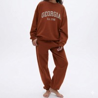 Ensemble sweat-shirt et pantalon de jogging en molleton Kentucky pour femme, col rond, manches longues, coupe classique, décontracté, uni, écologique, toutes saisons, bleu