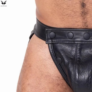 High-Quality Real Leather <b>Men's</b> Briefs Snap-on <b>Pouch</b> Jockstrap Professional Sports & Performance Gear Club Wear Leather Jocks - Product Image 6