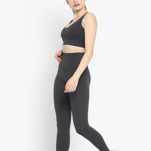 Women's Yoga <b>Leggings</b> and Bra 2-Piece Set Lightweight Breathable Plaid <b>Pattern</b> Eco-Friendly Seamless High Quality Front Logo - Product Image 2