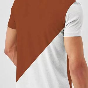 INDEX SPORTS WEAR Men's Short Sleeve O-Neck T-<b>Shirt</b> <b>Geometric</b> Color Blocked Design Breathable Knitted Polyester Casual Wear - Product Image 6