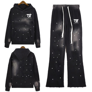 Conjuntos Deportivos de Invierno Unisex con Logotipo Personalizado de Fábrica de Pakistán, Conjuntos de Jogger de Marca Privada, Algodón Premium, Estampado Sólido, Lavado Ácido - Product Image 3