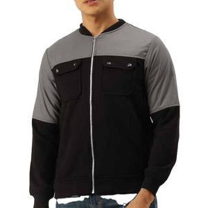 Blouson bombardier décontracté avec logo patchs blouson aviateur léger coupe-vent à col côtelé pour hommes - Product Image 1