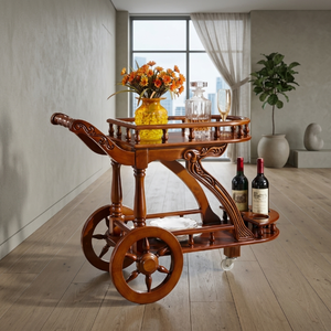 Chariot de bar mobile classique européen de luxe, chariot de service couleur laiton antique pour hôtel et banquet, OEM - Product Image 6