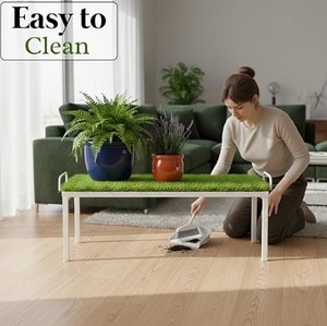 Soporte Metálico para Plantas con Césped Verde, Porta Macetas Decorativo para Balcón, Jardín y Hogar, Incluye Tapete de Césped Artificial - Product Image 6
