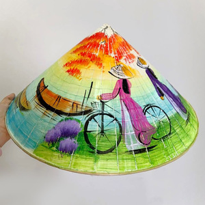 Custom logo & painted art non la hat souvenir supplies high quality natural bamboo palm leaf hats - Product Image 1