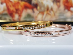 Brazaletes de Plata 925 con Moissanita, Bañados en Oro, Corte Brillante, Estilo Diamante, para Novias y Uso Diario, Más Vendidos - Product Image 3