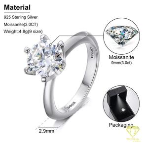 Round Cut Moissanite <b>Solitaire</b> Engagement <b>Ring</b> 925 Sterling <b>Silver</b> Classic Bridal Wedding Jewelry Custom <b>Ring</b> for Women - Product Image 5