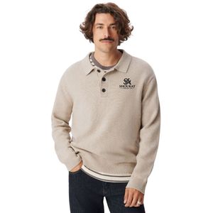 Pull en tricot beige pour homme, col polo, manches longues, boutons, pull décontracté, chaud, logo personnalisé, fabricant OEM, vente en gros - Product Image 1