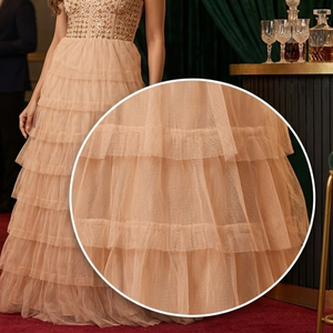 Elegant Peach Tiered Tulle Maxi Dress | <b>Spaghetti</b> <b>Strap</b> Sweetheart Neck | Modern A-Line Party Evening Gown | Women Formal Wear - Product Image 4