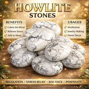 Natural White Howlite Palm <b>Stone</b> Polished Oval 6cm <b>Worry</b> <b>Stone</b> Healing Crystal Pocket <b>Stone</b> Meditation Reiki Feng Shui Wholesale - Product Image 4