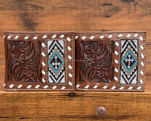 Carteras con cuentas de cuero mecanizadas a mano de alta calidad personalizables, carteras cortas plegables de gran capacidad para hombres, carteras con identificación de monedas en efectivo - Product Image 3