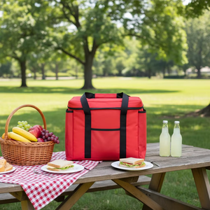 Bolsa Térmica Promocional para Vino con Diseño de Letras Impresas, Asa de Poliéster, para Alimentos, Entrega de Comida, Almacenamiento, Bolsas para Almuerzo - Product Image 1