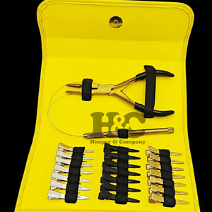Gold Hair Extension <b>Tools</b> <b>Kit</b> Plier Yellow Pouch <b>Mini</b> Black Hair <b>Tool</b> <b>Kit</b> Stainless Steel Tape Clip Loop logo offer Hair Clip - Product Image 4