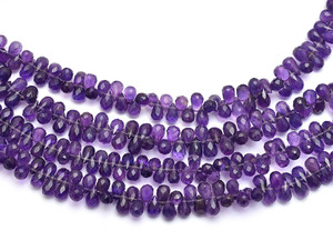 Perles de Briolette en Améthyste Facettée en Forme de Goutte 6x4mm Qualité AAA+ – Pierres Semi-Précieuses Naturelles d'Afrique pour la Fabrication de Bijoux - Product Image 1