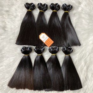 Extensiones de cabello humano virgen vietnamita, extensiones de cabello humano de trama dibujada doble súper de grado 12A, Color negro recto de hueso - Product Image 1