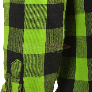 เสื้อเชิ้ตผ้าสักหลาดลายตารางสีเขียวดำ แขนยาว ติดกระดุม ผ้าฝ้าย สำหรับขี่มอเตอร์ไซค์ ขายส่งจำนวนมาก - Product Image 5