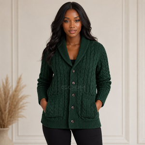 Cosh International Sisterhood Sorority Cárdigan de Punto Acrílico con Cuello Bufanda de Color Sólido, Manga Larga, Estilo Clásico de Invierno - Product Image 4