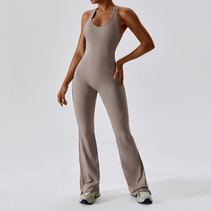 Mono sin mangas de cintura alta para mujer, negro liso, con cuello cuadrado, largo completo, control de abdomen, ajuste ceñido, poliéster, ropa deportiva - Product Image 2