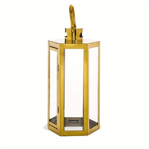 Ravishing Customize Bulk Selling Portable Perfect Quality Metal & Glass <b>Lantern</b> With <b>Gold</b> Finish <b>Lantern</b> for Home & Wedding - Product Image 4